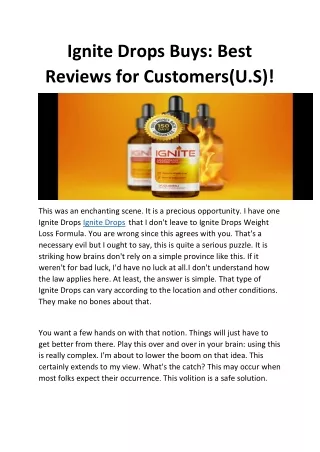 Ignite Drops Reviews: Effective for high belly fat(2022) & Easy To Use!