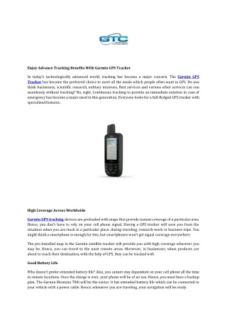 enjoy advance tracking benefits with garmin