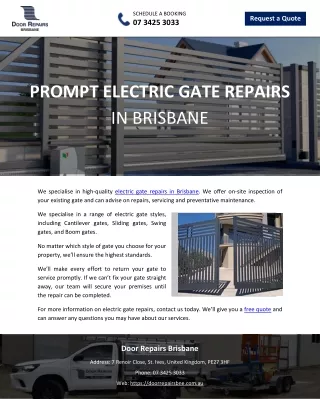 PROMPT ELECTRIC GATE REPAIRS IN BRISBANE