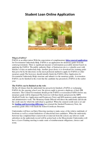 Student Loan Online Application