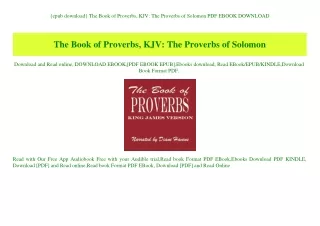 {epub download} The Book of Proverbs  KJV The Proverbs of Solomon PDF EBOOK DOWNLOAD