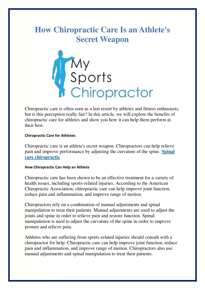 how chiropractic care is an athlete s secret