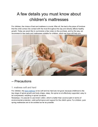 A few details you must know about children's mattresses