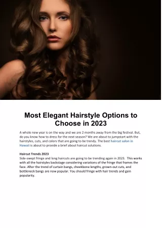 Most Elegant Hairstyle Options to Choose in 2023
