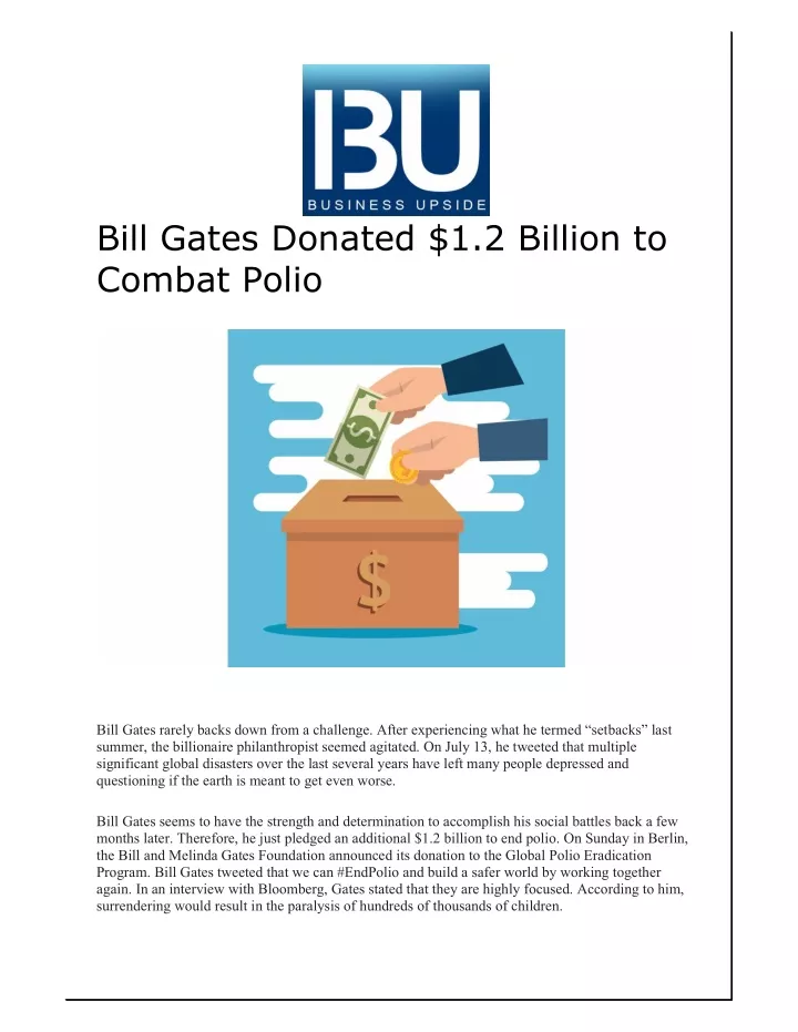 bill gates donated 1 2 billion to combat polio