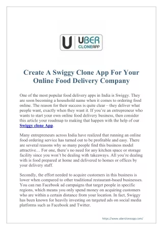 create a swiggy clone app for your online food