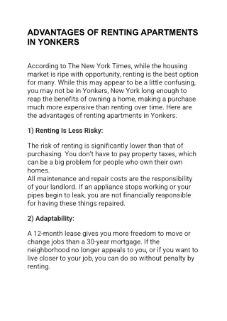 Renting Apartments In Yonkers