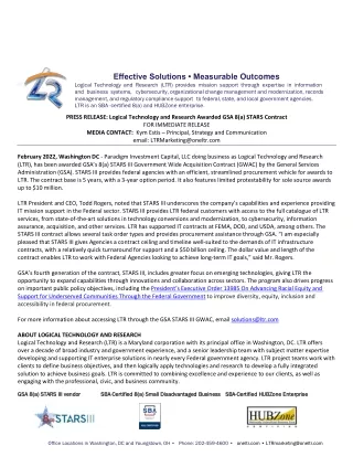 Logical Technology and Research Awarded GSA 8(a) STARS Contract | GIS technology