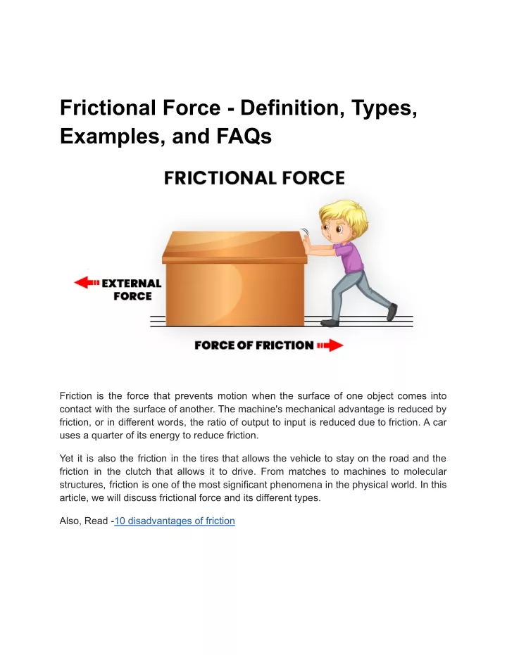 frictional force definition types examples