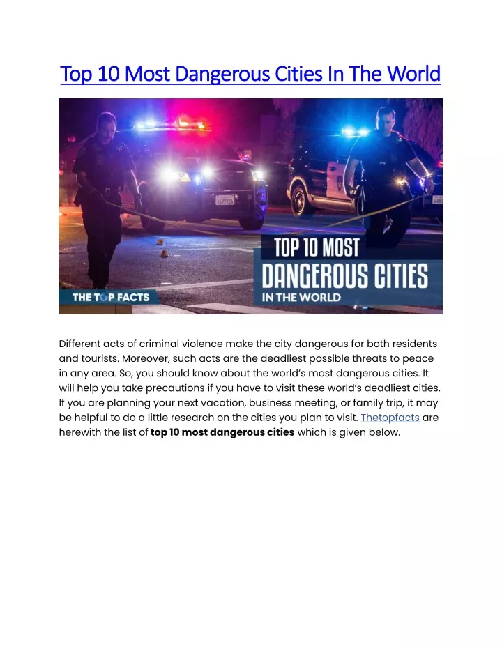 PPT - Top 10 Most Dangerous Cities In The World PowerPoint Presentation ...