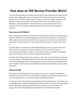 how does an ivr service provider work