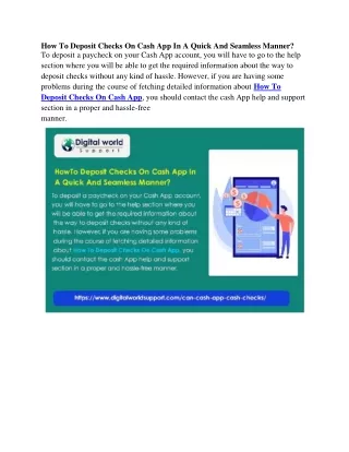 how to deposit checks on cash app in a quick