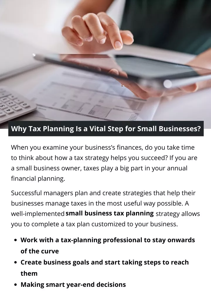 why tax planning is a vital step for small