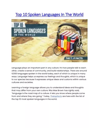 Top 10 Spoken Languages In The World