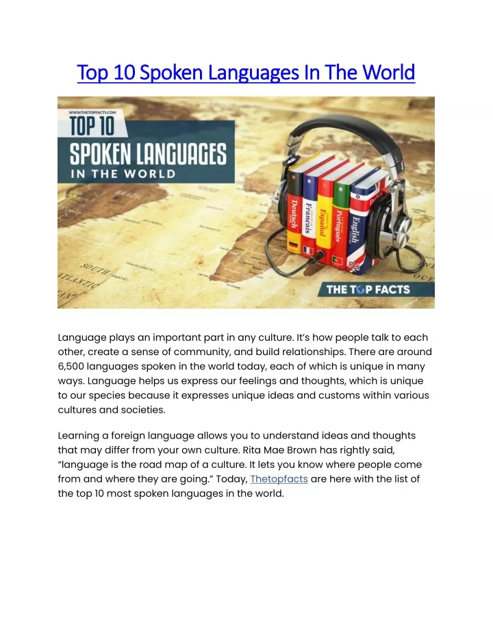 top 10 spoken languages in the world