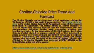 choline chloride price trend and forecast