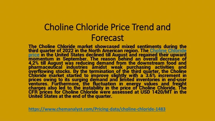 choline chloride price trend and forecast