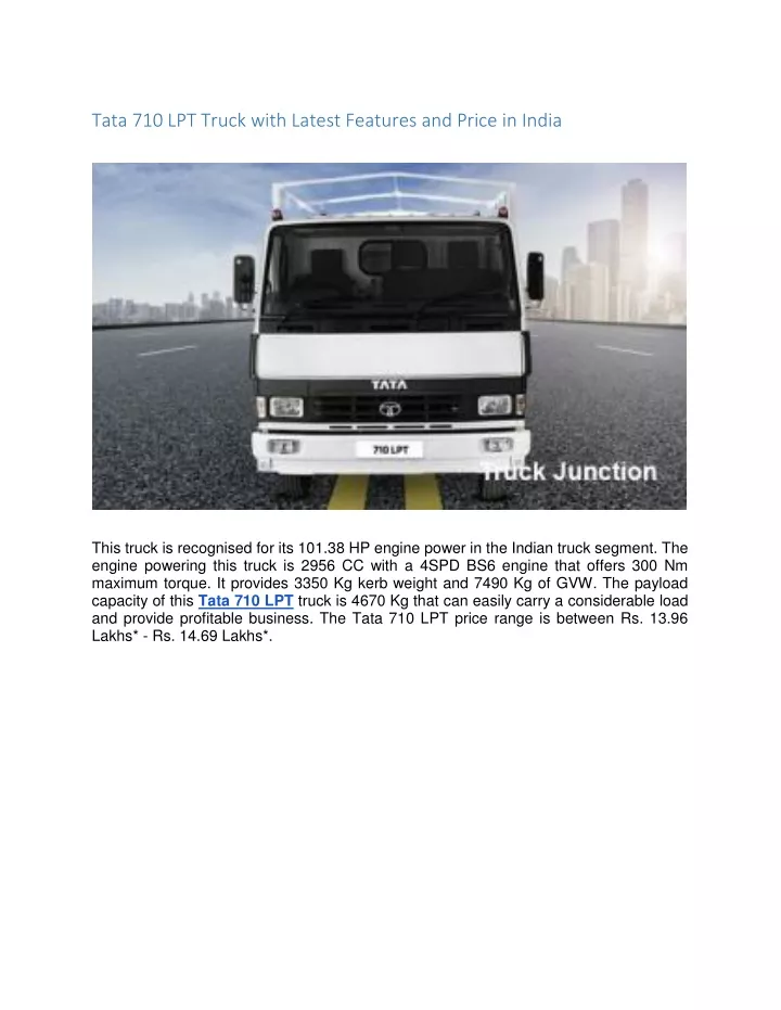 tata 710 lpt truck with latest features and price