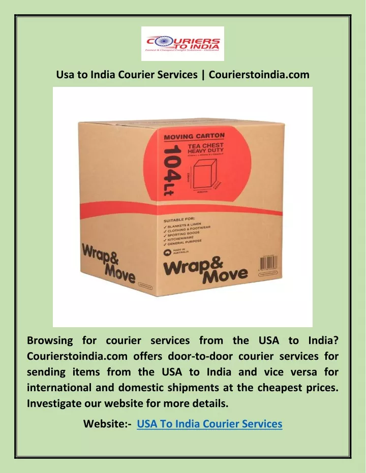 usa to india courier services courierstoindia com