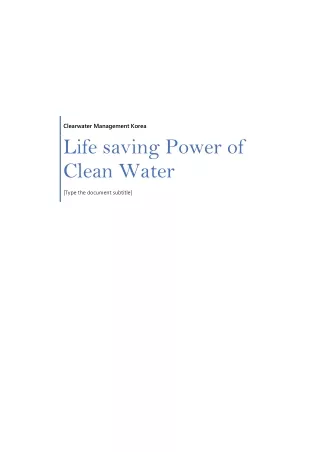 lifesaving power of clean water