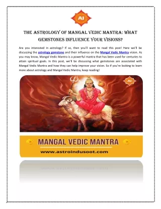 The Astrology of Mangal Vedic Mantra: What Gemstones Influence Your Visions?