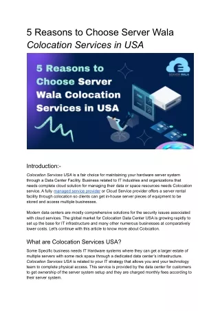 5 reasons to choose server wala colocation