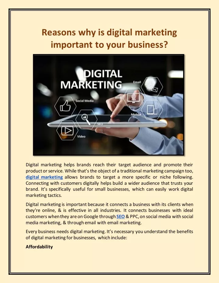 reasons why is digital marketing important