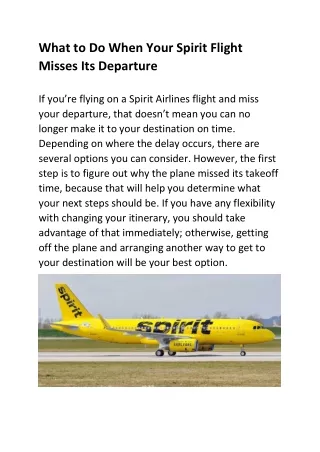 What to Do When Your Spirit Flight Misses Its Departure