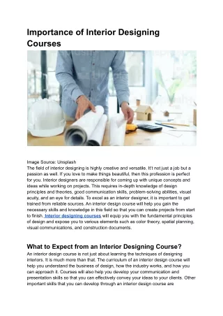 Importance of Interior Designing Courses- OCTOBER