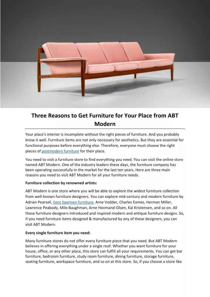 three reasons to get furniture for your place