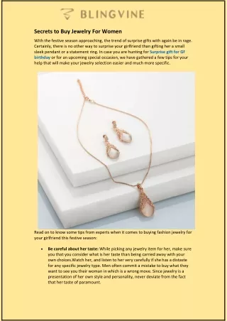Secrets to Buy Jewelry For Women