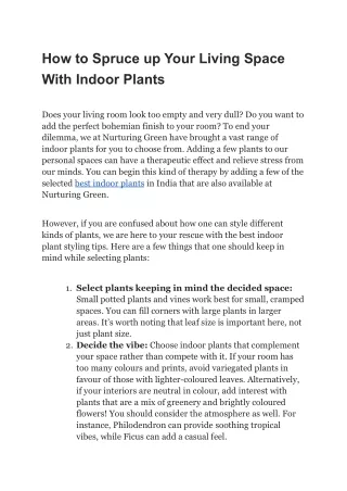 How to Spruce up Your Living Space With Indoor Plants