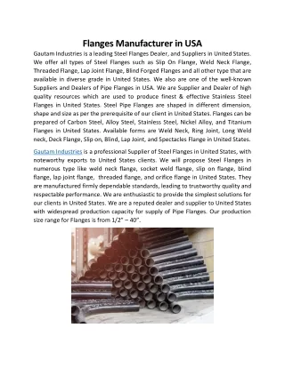 Flanges Manufacturer in USA