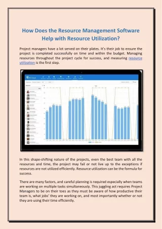 How Does the Resource Management Software Help With Resource Utilization?