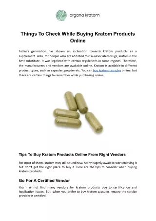 Things To Check While Buying Kratom Products Online