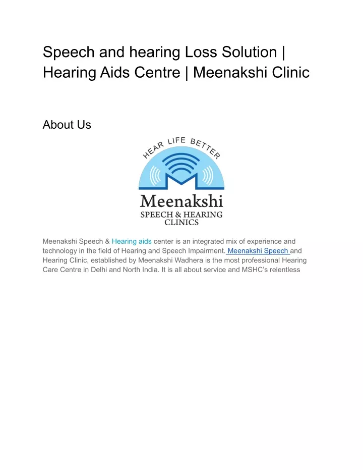 speech and hearing loss solution hearing aids