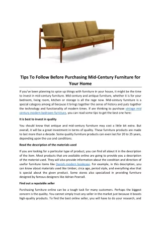 Tips To Follow Before Purchasing Mid-Century Furniture for Your Home