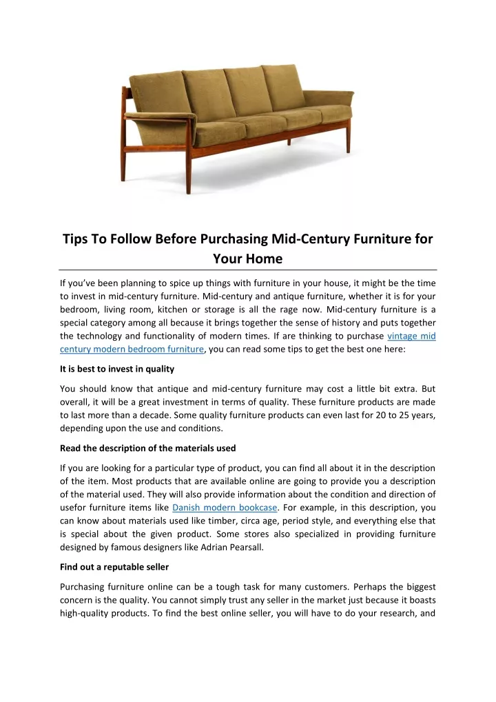 tips to follow before purchasing mid century