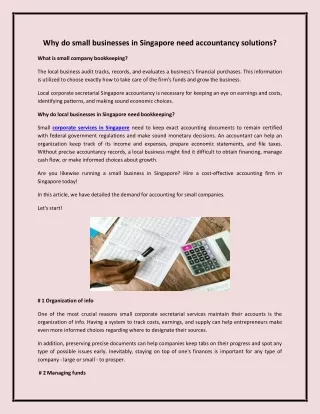 Why do small businesses in Singapore need accountancy solutions