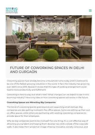 FUTURE OF COWORKING SPACES IN DELHI AND GURGAON