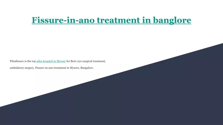 fissure in ano treatment in banglore
