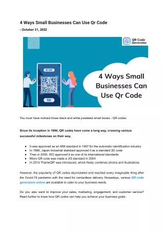 4 Ways Small Businesses Can Use Qr Code