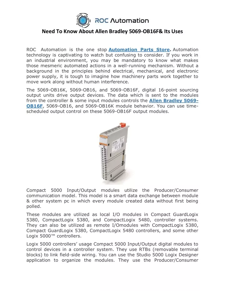 need to know about allen bradley 5069 ob16f