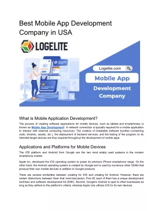 Best Mobile App Development Company in USA