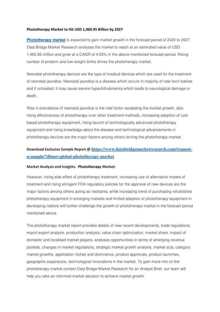 phototherapy market to hit usd 1 460 95 billion