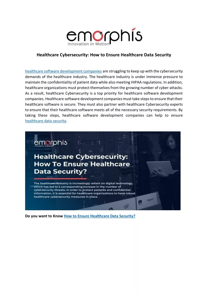 healthcare cybersecurity how to ensure healthcare