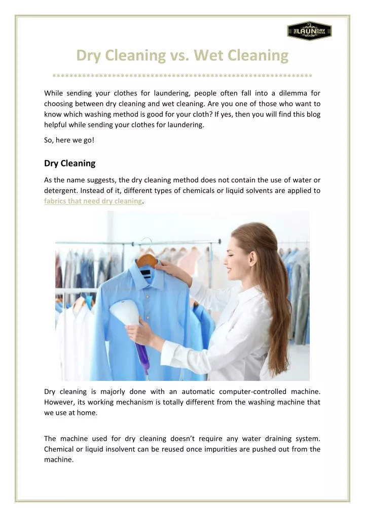 dry cleaning vs wet cleaning