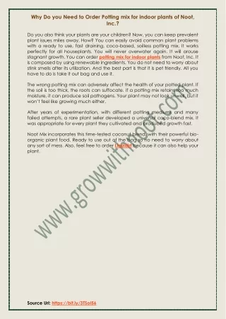 why do you need to order potting mix for indoor
