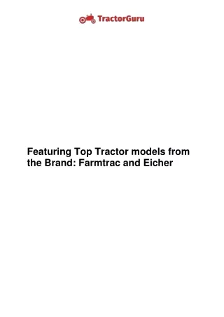 Featuring Top Tractor models from the Brand