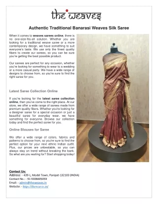Authentic Traditional Banarasi Weaves Silk Saree